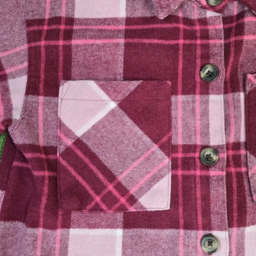 Sugar & Jade Girls Size L 12\14 Wool Blend Sugar Plum Plaid Button Down Jacket